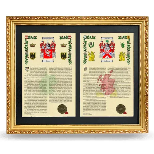 Double Armorial History Framed - Gold