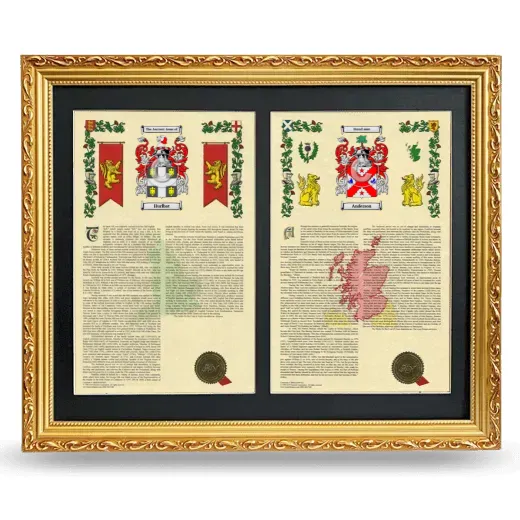 Double Armorial History Framed - Gold