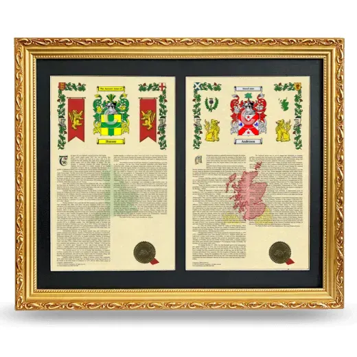 Double Armorial History Framed - Gold