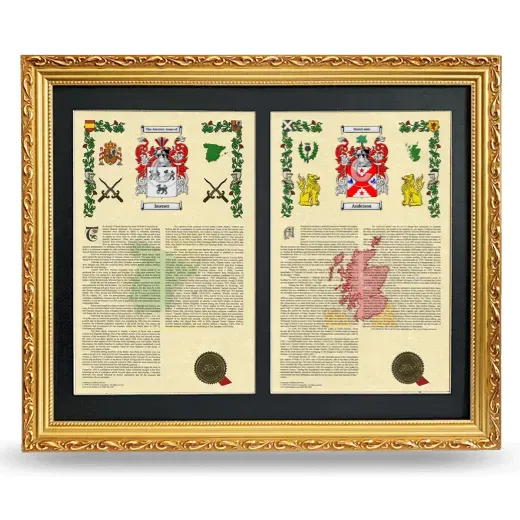 Double Armorial History Framed - Gold