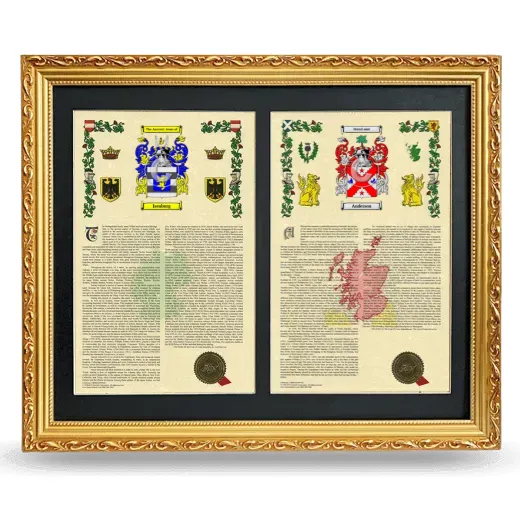 Double Armorial History Framed - Gold