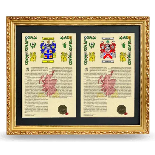 Double Armorial History Framed - Gold