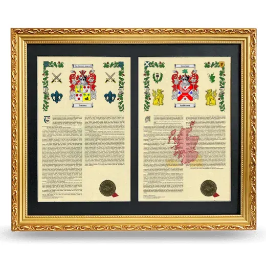 Double Armorial History Framed - Gold