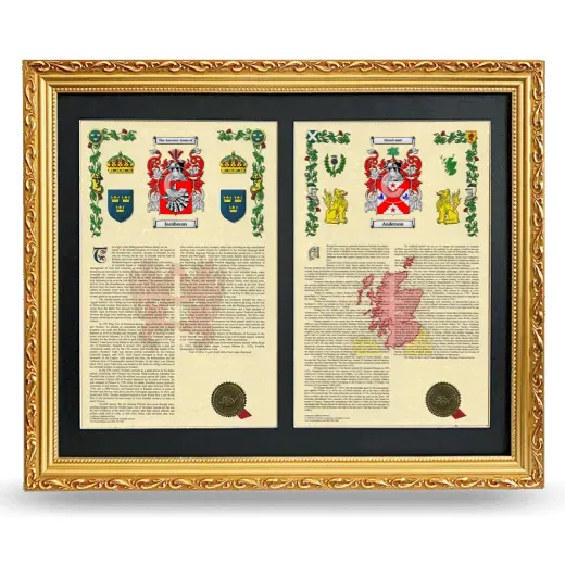 Double Armorial History Framed - Gold