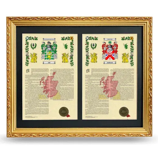 Double Armorial History Framed - Gold