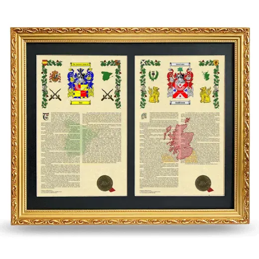 Double Armorial History Framed - Gold