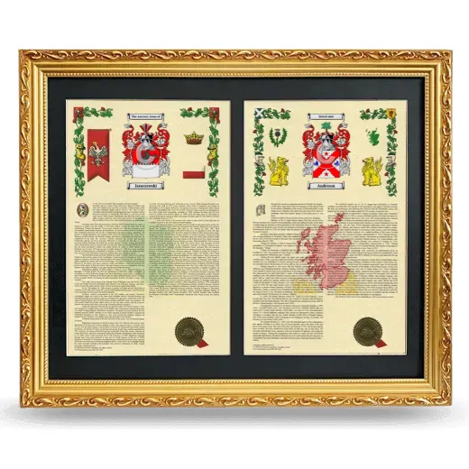Double Armorial History Framed - Gold