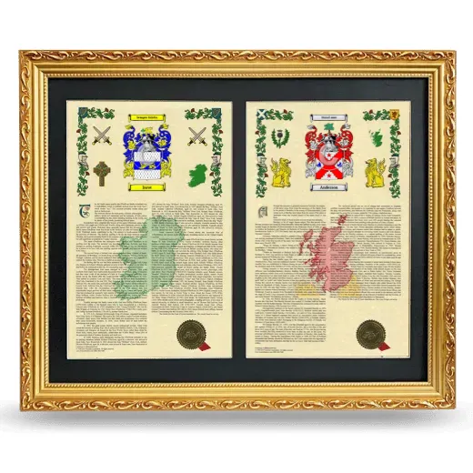 Double Armorial History Framed - Gold