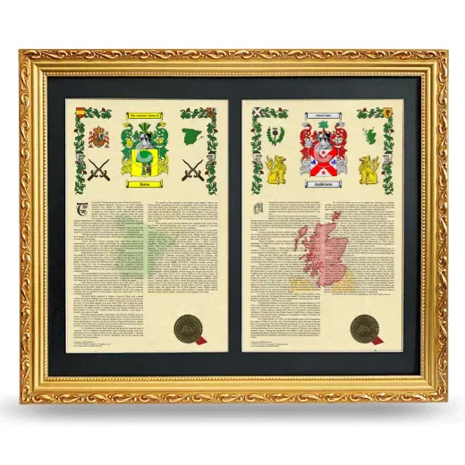 Double Armorial History Framed - Gold