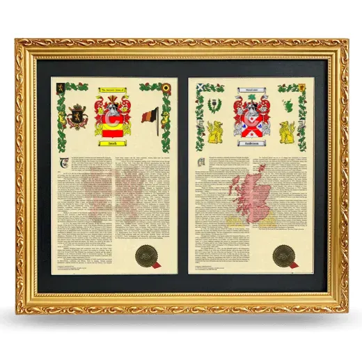 Double Armorial History Framed - Gold