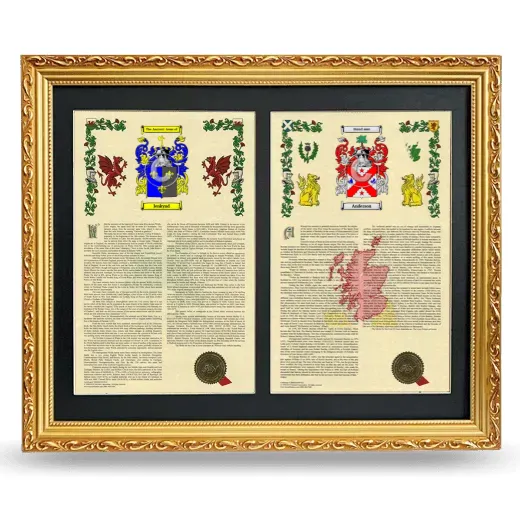 Double Armorial History Framed - Gold