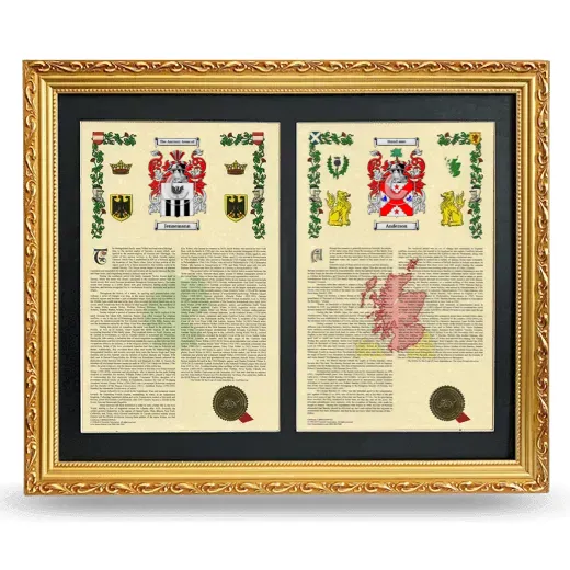 Double Armorial History Framed - Gold