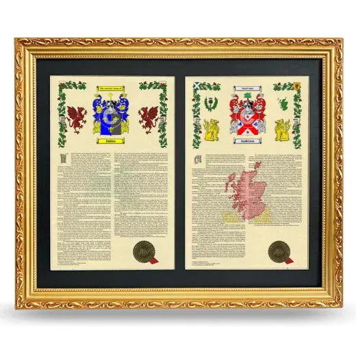 Double Armorial History Framed - Gold