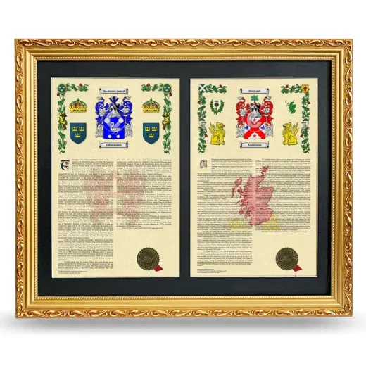Double Armorial History Framed - Gold