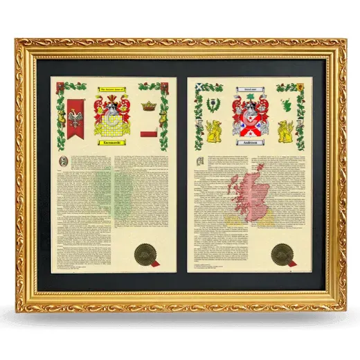 Double Armorial History Framed - Gold