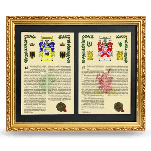 Double Armorial History Framed - Gold