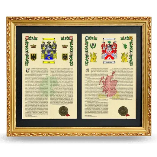 Double Armorial History Framed - Gold