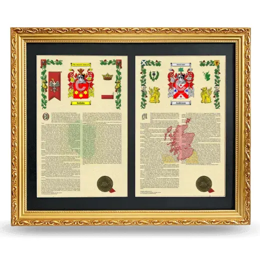 Double Armorial History Framed - Gold