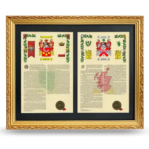 Double Armorial History Framed - Gold