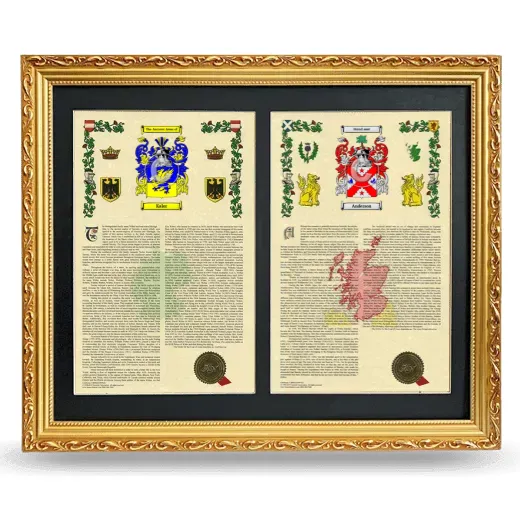 Double Armorial History Framed - Gold