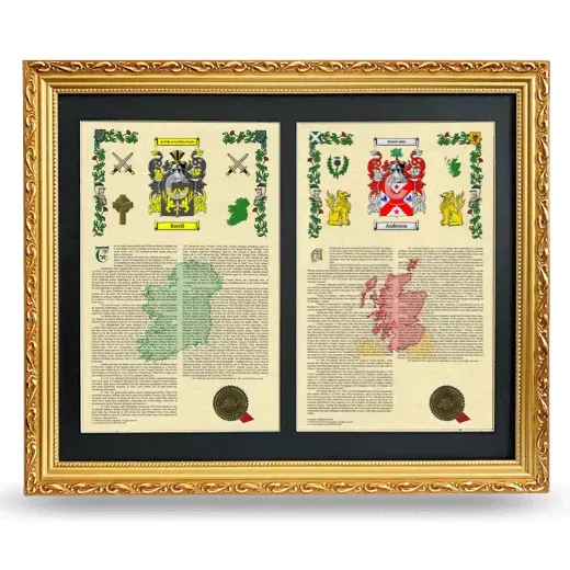 Double Armorial History Framed - Gold