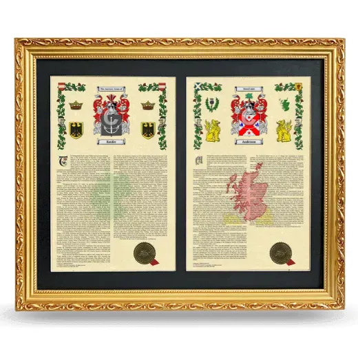Double Armorial History Framed - Gold