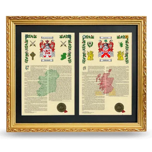 Double Armorial History Framed - Gold