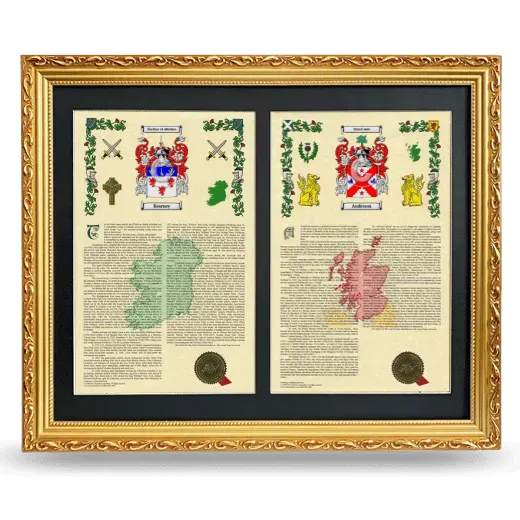 Double Armorial History Framed - Gold