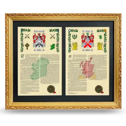 Double Armorial History Framed - Gold