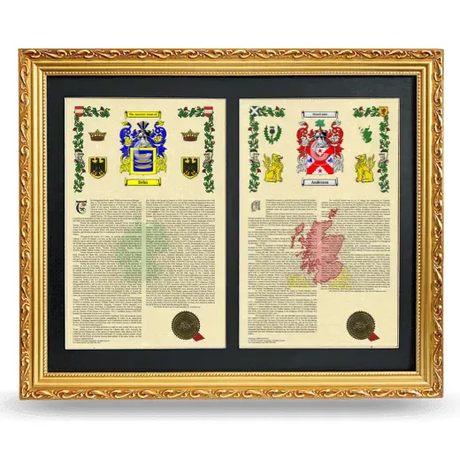 Double Armorial History Framed - Gold