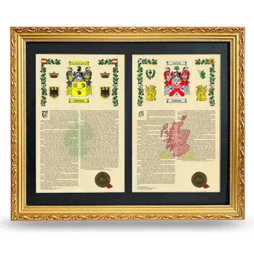 Double Armorial History Framed - Gold