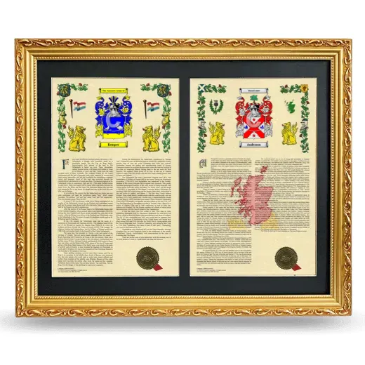 Double Armorial History Framed - Gold