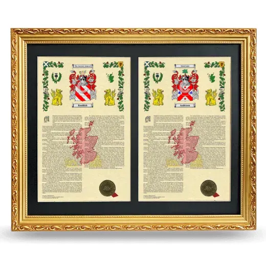 Double Armorial History Framed - Gold
