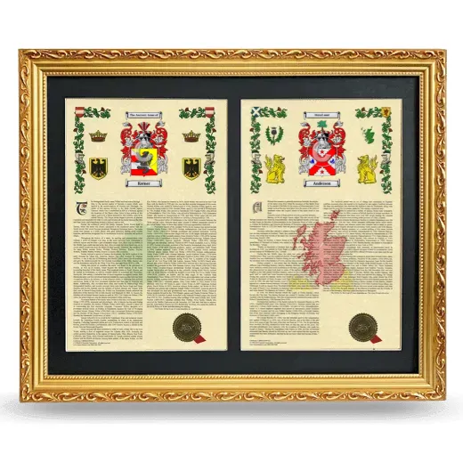 Double Armorial History Framed - Gold