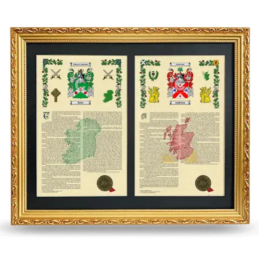 Double Armorial History Framed - Gold
