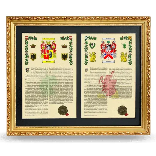 Double Armorial History Framed - Gold