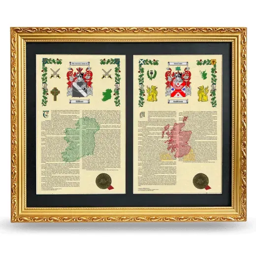 Double Armorial History Framed - Gold