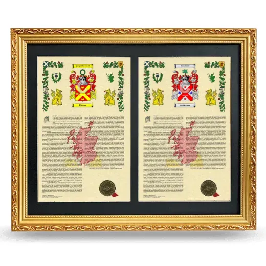 Double Armorial History Framed - Gold
