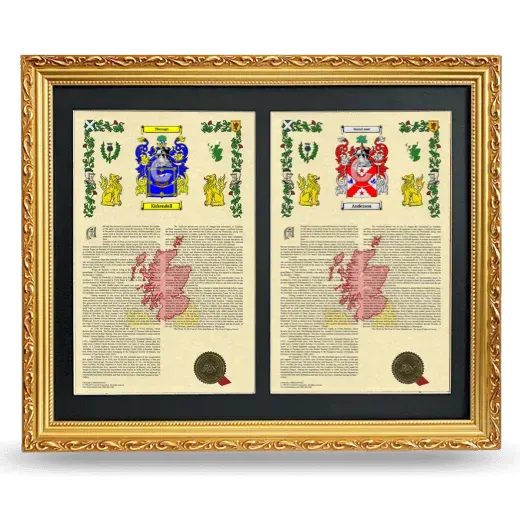 Double Armorial History Framed - Gold