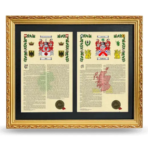 Double Armorial History Framed - Gold