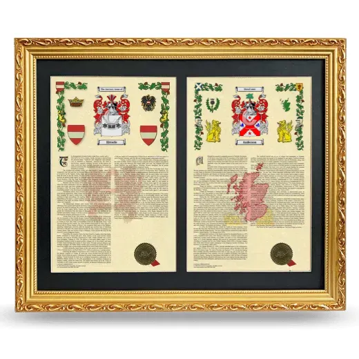 Double Armorial History Framed - Gold