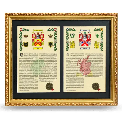 Double Armorial History Framed - Gold