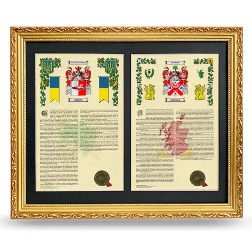 Double Armorial History Framed - Gold