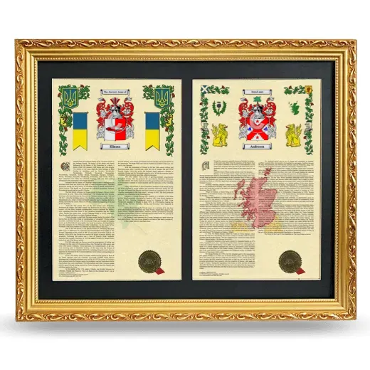 Double Armorial History Framed - Gold