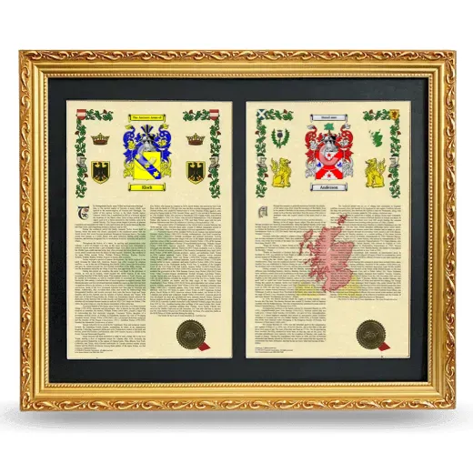 Double Armorial History Framed - Gold