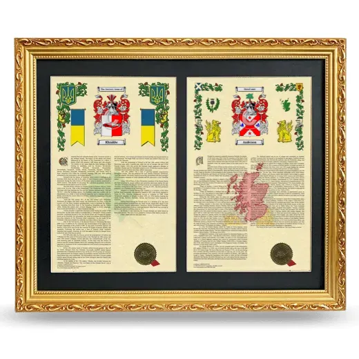 Double Armorial History Framed - Gold
