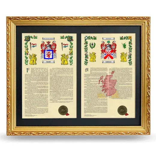 Double Armorial History Framed - Gold
