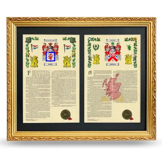 Double Armorial History Framed - Gold