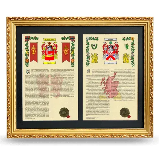 Double Armorial History Framed - Gold