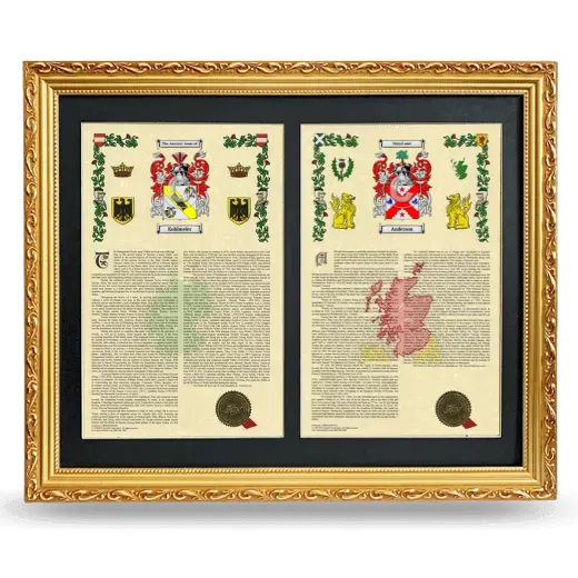 Double Armorial History Framed - Gold